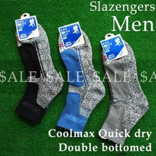 3pairs Slazenger Coolmax Double bottom Mens Hiking cool pile Socks bk 