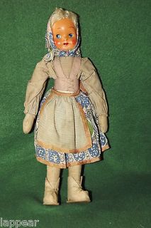Vintage Cloth & Plastic Jointed Doll Made in England 15 LOOK U926E