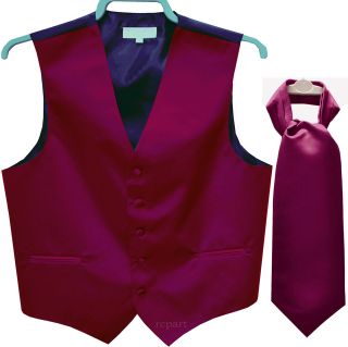   tuxedo vest waistcoat & ascot cravat wedding prom party dark purple