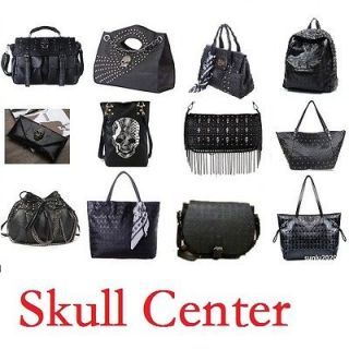 12 Styles Designer Skull Handbag Hobo Ladies Womens Purse New Black 