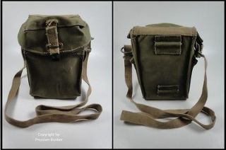  Army WWII Gas Mask Bag Olive Green Cotton Original Stamped 1944