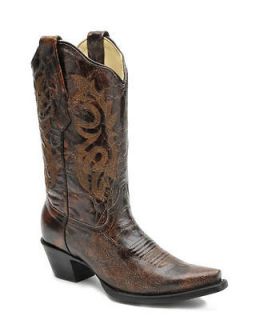 NIB Womens Corral A2519 Brown/Black Vegas Marble Snip Toe Leather 