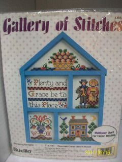 BUCILLA COUNTED CROSS STITCH KIT BLESSING SAMPLER W/ WOOD HUTCH 7X10 