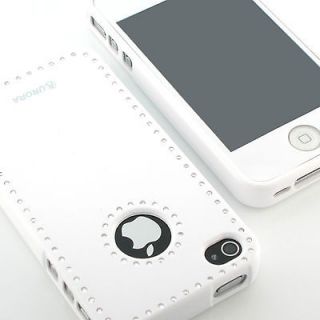   White film+Swarovski back silicone case cover for iPhone 4 4S 4G