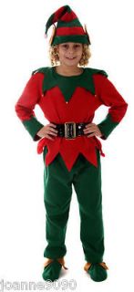   BOYS CHRISTMAS FANCY DRESS ELF COSTUME WITH HAT AND SHOES   ALL SIZES