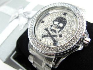 NEW Toy crystal skull cross watch gift box free P & P