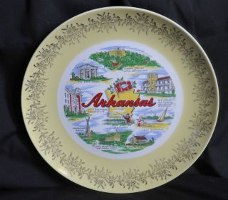 Vintage Arkansas State Souvenir Plate Dish Ceramic Collectible Retro
