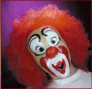 PARTY HAPPY CLOWN MASK w/ hair Costume Halloween adult CLOWN FACE
