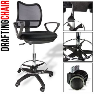 Office Chair Drafting Stool Mesh Adjustable Footrest Drawing Clerk 