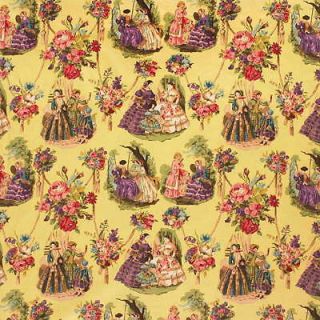 LEE JOFA GARDEN PARTY YELLOW TOILE FLORAL DRAPERY UPHOLSTERY FABRIC