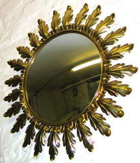 Antique vintage design French sunburst convex wall mirror from sixties 