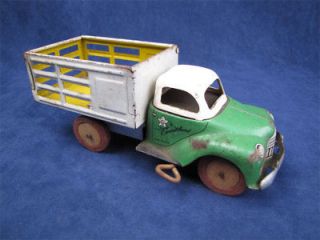 Vintage Courtland Mechanical Stake Bed Wind Up Truck