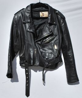 Vintage biker rocker leather jacket mens s 44 LGL NY motorcycle 
