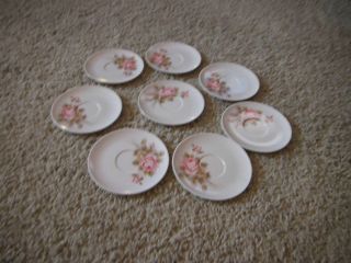 Set 8 Vintage Melmac Saucers   Rose Pattern  Dishes Plate s  Plastic