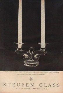   Glass Fifth Ave Candelabra Clear Crystal Photo 50s Corning NY ad