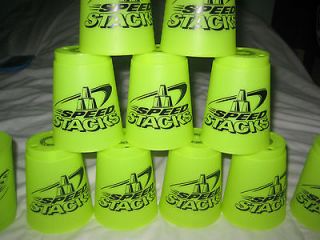 LOTS OF 12 SPEED STACKING CUPS & MESH BAG ~L@@@@K~~YELLOW~