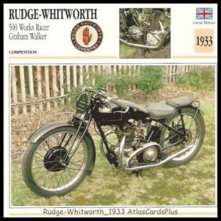Bike Card 1933 Rudge Whitworth Coventry 500 Works Racer