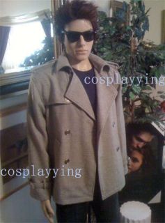 Twilight Edward Cullen Gray Pea Coat Costume Tailored