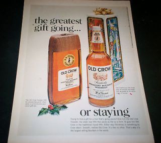 1967 Ad Old Crow Whiskey Greatest Gift Going or Staying Fifth 