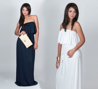 NEW Womens Sexy Strapless Shoulderless Evening Plus Party Maxi Dress S 