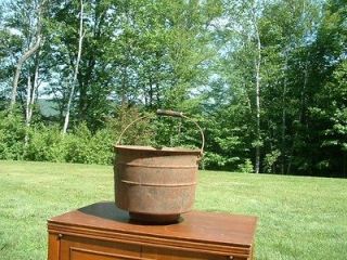 Antique Cast iron Kettle, Cauldron, Pot With Wooden Handle