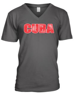 Cuba Faded Logo Men V neck T shirt Olympic Games Cuban Baseball Sports 