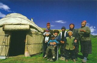 Kyrgyzstan Yurt Family Portrait Traditional Costume Clothing Postcard