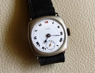 Antique CYMA Swiss Mens Wrist Watch 1930s VERY RARE