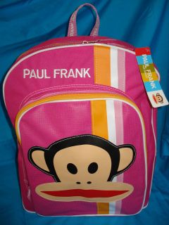 PAUL FRANK PINK MONKEY BACKPACK SCHOOL VACATION SLEEPOVER NEW WITH 