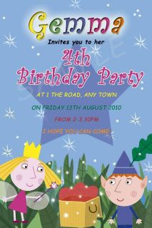 BEN AND HOLLY Personalised Party Invitations or Thank You Cards x 10