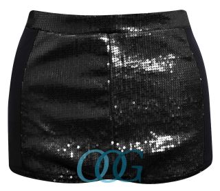 Womens Ladies High Waisted Black Gold Sequin Party Knicker Shorts 