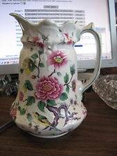 72 PITCHER JAMES KENT OLD FOLEY BIRD/FLOWERS CHINESE ROSE
