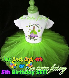 Princess & the frog birthday shirt tutu set outfit Tiana name age 