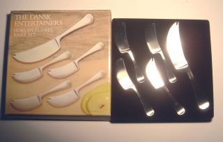   Vintage MODERNIST Stainless TORUN DOeuvres CHEESE 5 KNIFE DANSK SET