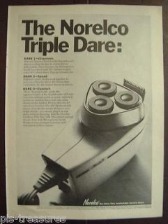 1967 Norelco Triple Dare Electric Shaver AD