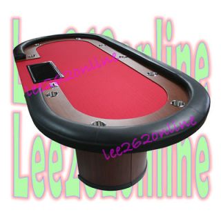 96 10 Players Texas Holdem Wooden Legs Poker Table With Drop Box Red