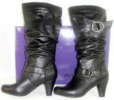 Madden Girl Palaze 6 M Black Mid Calf Heels Boots Womens Shoes