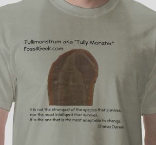   Tullimonstrum aka Tully Monster T Shirt with famous Darwin Quote