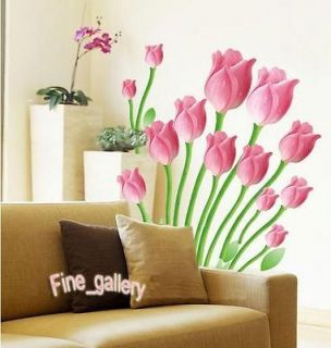 Color Tulip Flowers Removable Wall Sticker Decal Art DIY Home Decor 
