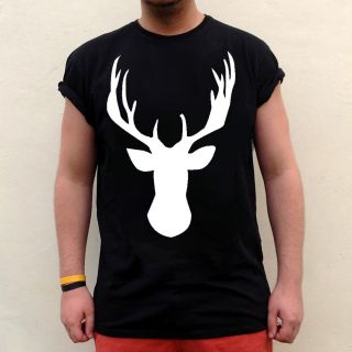 Mens Womens Deer Head Stag Head T Shirt Animal Head T Shirts Ladies 