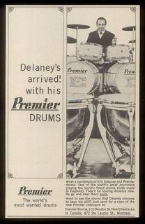 1965 Eric Delaney photo Premier drum set vintage print ad