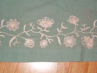 Mint Green CREWEL EMBROIDERED Cotton Window Treatment VALANCE Curtain 