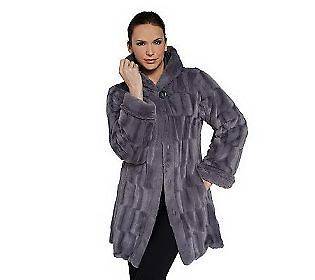 Dennis Basso Reversible Textured Faux Fur Hooded Coat PICK SIZE 