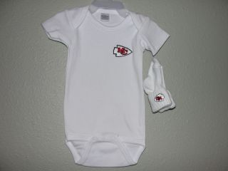 Kansas City Chiefs One Piece 3 6 Months with Socks White NWOT
