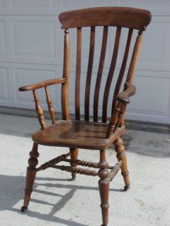 Antique Gentlemans OAK Chair frm ENGLAND  wood wheels