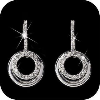   white gold gp genuine SWAROVSKI crystal circle stud luxury earrings
