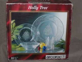   Holly Tree 16 piece Dinnerware Set Clear Glass multiple sets available