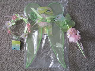 Disney Tinker Bell Fairy Costume Accessories Wings Floral Headband 
