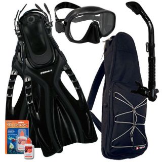 Frameless Mask Dry Snorkel Fins Bag Dive Gear Gift Set