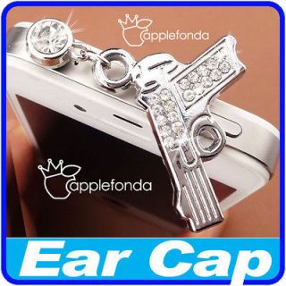   Crystal gun 3.5mm Earphone Ear Cap Dock Dust Plug For iPhone 4